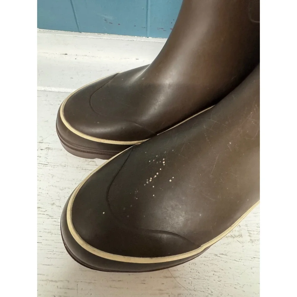 Coach Gardenia Brown Rubber Rain Boots Steel Shank‎ Waterproof Lug Sole A7600 7M